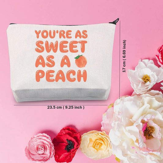 Peach Zipper Pouch Peach Friendship Gift Women Peach Stuff Wish Cosmetic Bag Peaches Fruit Theme Gift For Peach Lover (peach)