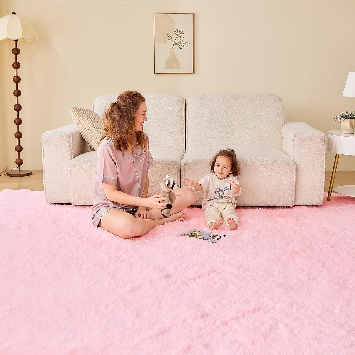6ft Pink Circle Rug for Bedroom, Ultra-Soft Round Rugs 6-ft for Living Room, Fluffy Carpet for Nursery, Kids, Girl, Boy, Baby, Plush, Fuzzy, Shag, Shaggy, Cute Home Decor