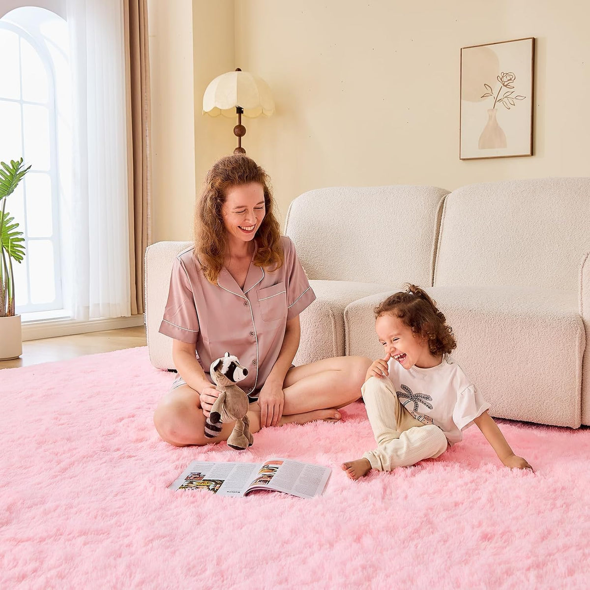 6ft Pink Circle Rug for Bedroom, Ultra-Soft Round Rugs 6-ft for Living Room, Fluffy Carpet for Nursery, Kids, Girl, Boy, Baby, Plush, Fuzzy, Shag, Shaggy, Cute Home Decor
