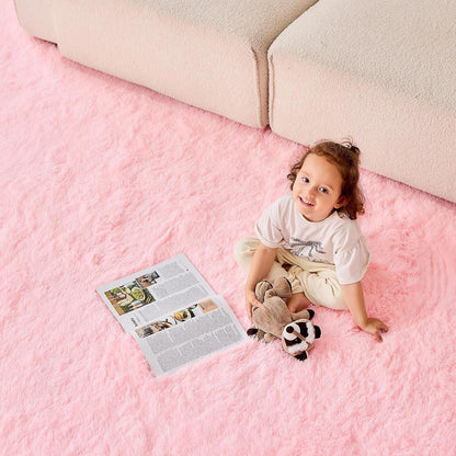 6ft Pink Circle Rug for Bedroom, Ultra-Soft Round Rugs 6-ft for Living Room, Fluffy Carpet for Nursery, Kids, Girl, Boy, Baby, Plush, Fuzzy, Shag, Shaggy, Cute Home Decor