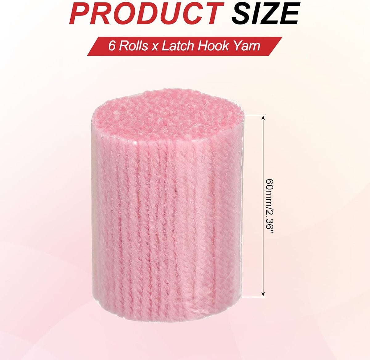 6 Rolls Latch Hook Yarn, 3mm Pink Latch Hook Kit Yarn Precut Hook Rugs Making Crochet Bundles for Rug Adults Beginners Tapestry DIY Craft