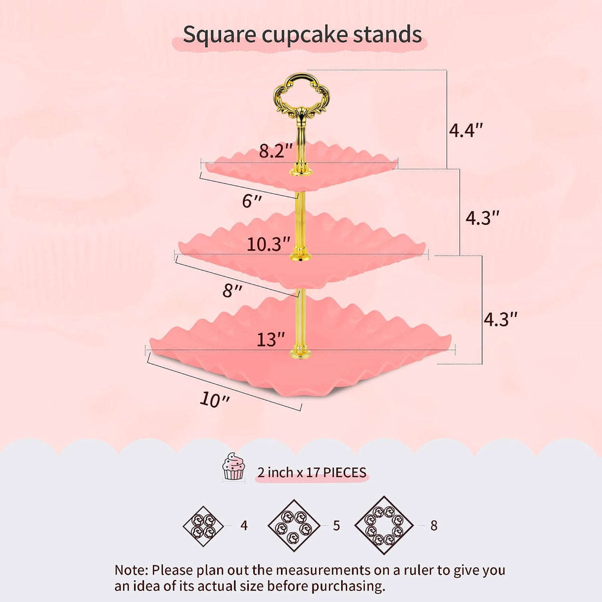 5-Piece Cupcake Stand & Appetizer Trays Set (Pink)