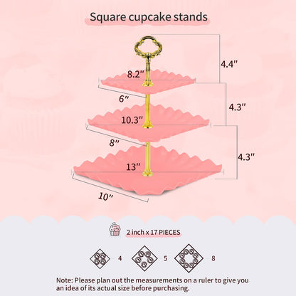5-Piece Cupcake Stand & Appetizer Trays Set (Pink)