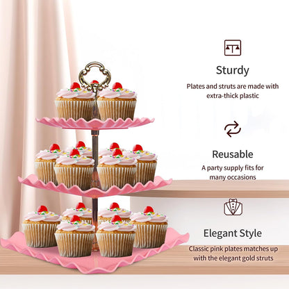 5-Piece Cupcake Stand & Appetizer Trays Set (Pink)