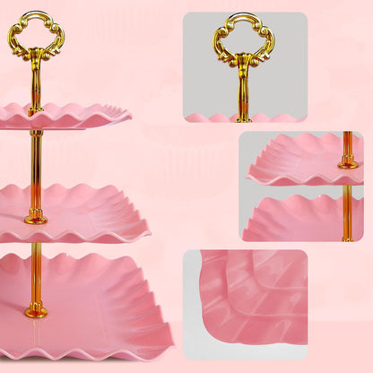 5-Piece Cupcake Stand & Appetizer Trays Set (Pink)
