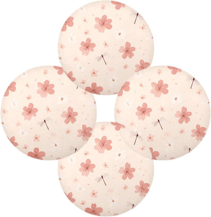 Round Placemats Small Peach Flowers Pattern Table Mats Washable Non-Slip Heat Resistant Place Mats for Dining Table Home Decoration Tray Mat 15.4"X15.4", Set of 1