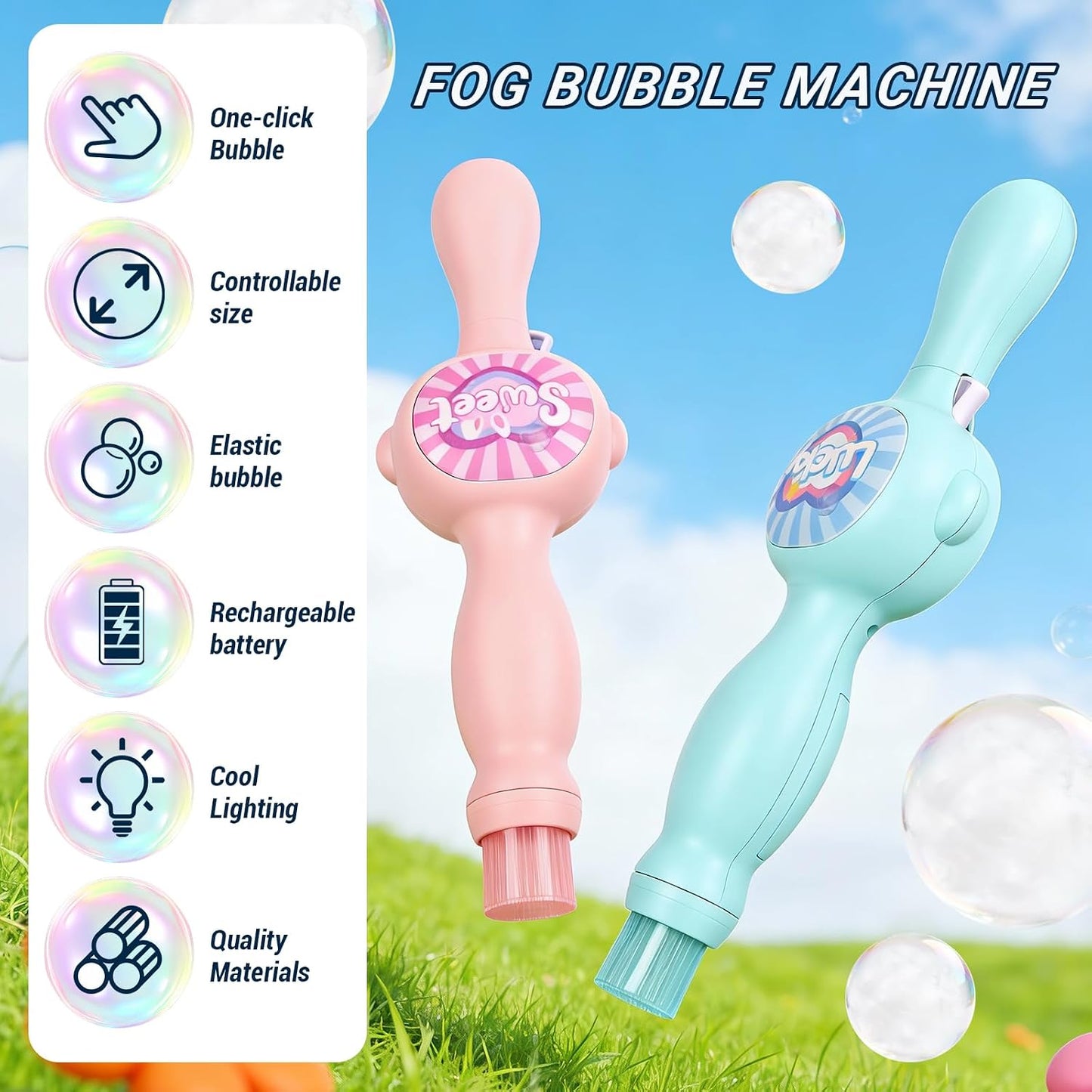 Fog Bubble Wand, Elastic Fog Bubble Machine for Kids, Pink