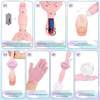 Fog Bubble Wand, Elastic Fog Bubble Machine for Kids, Pink