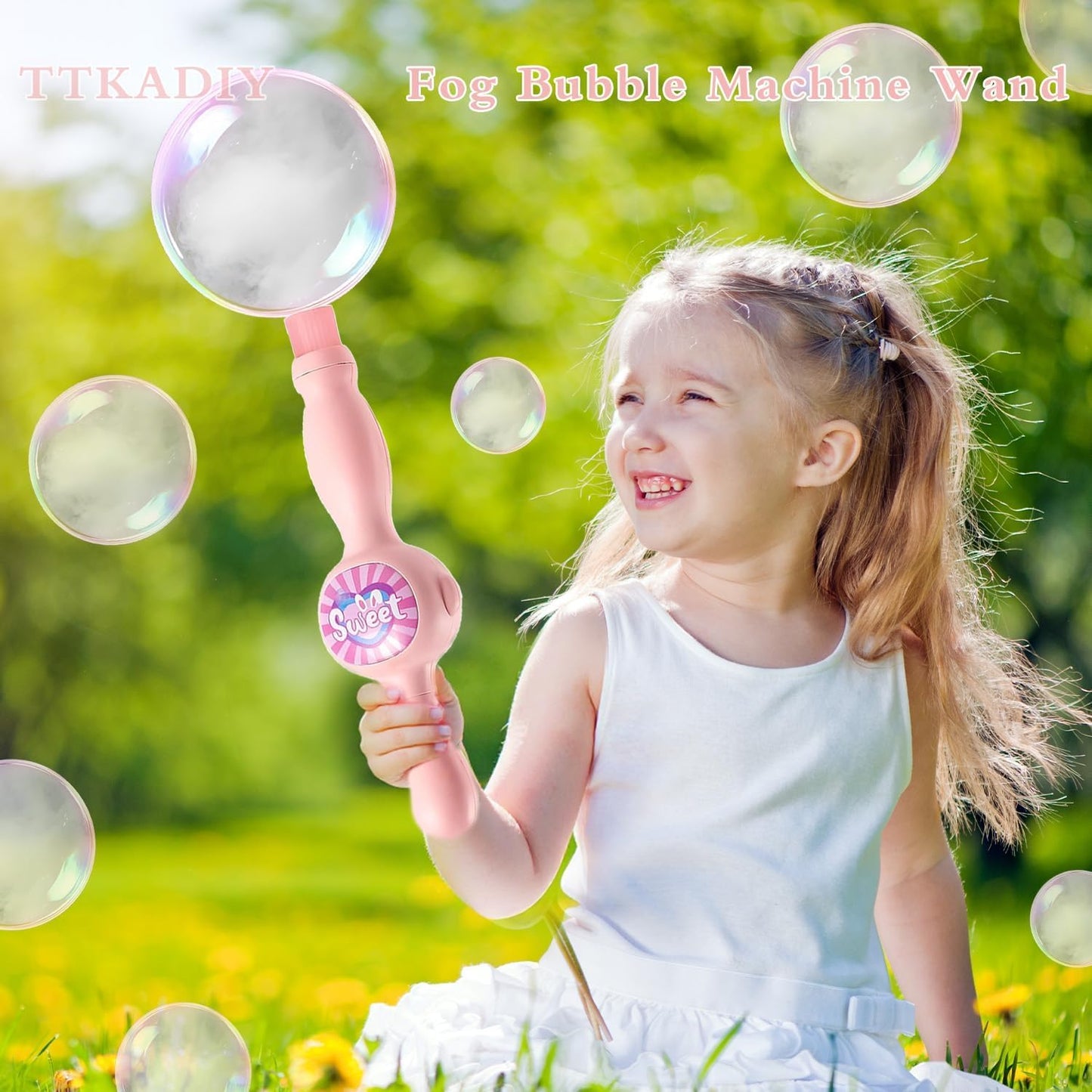 Fog Bubble Wand, Elastic Fog Bubble Machine for Kids, Pink