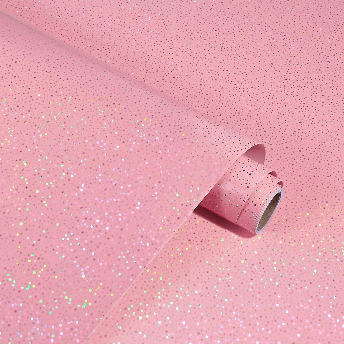 Pink Glossy Contact Paper Holographic Shiny Peel and Stick Wrapping Paper