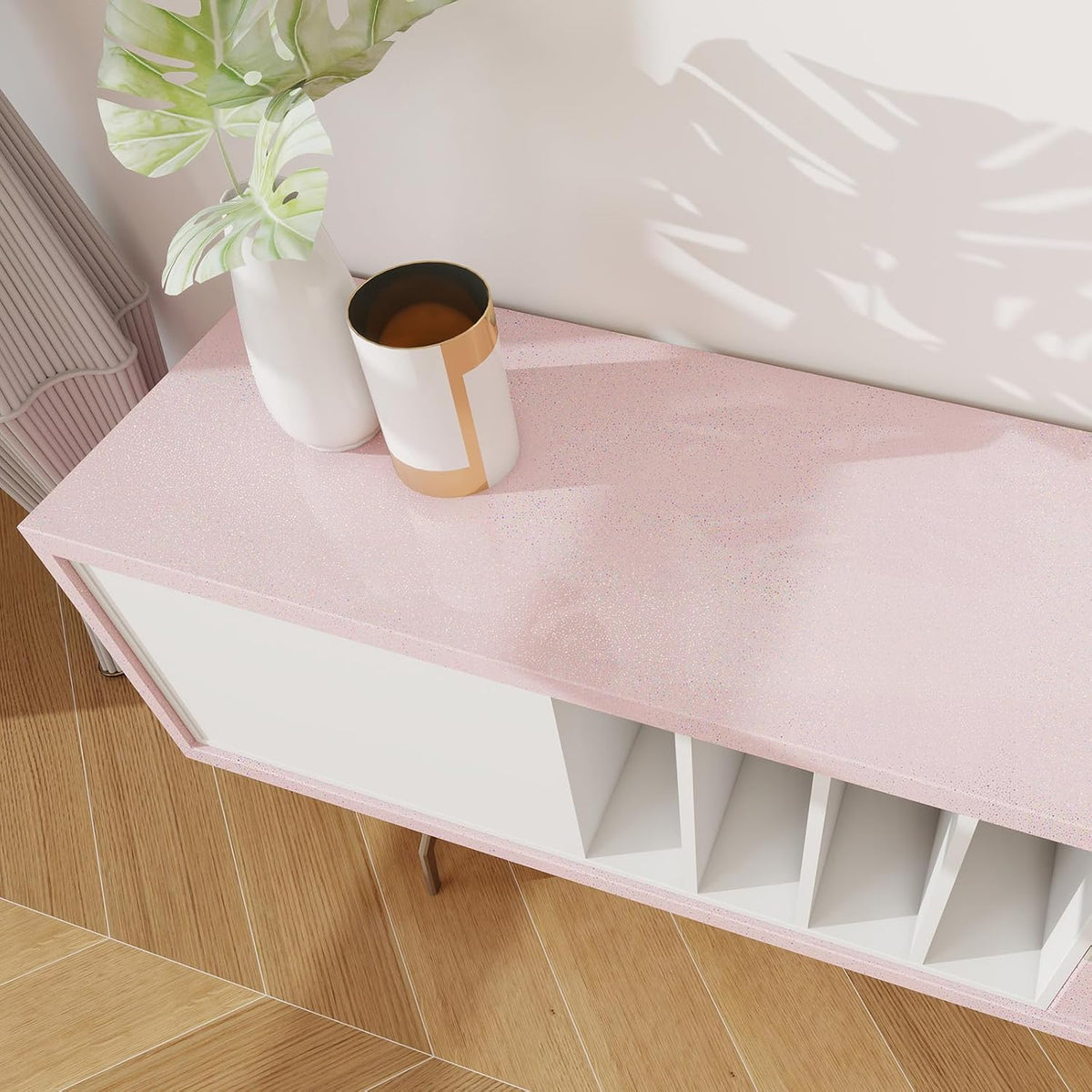 Pink Glossy Contact Paper Holographic Shiny Peel and Stick Wrapping Paper