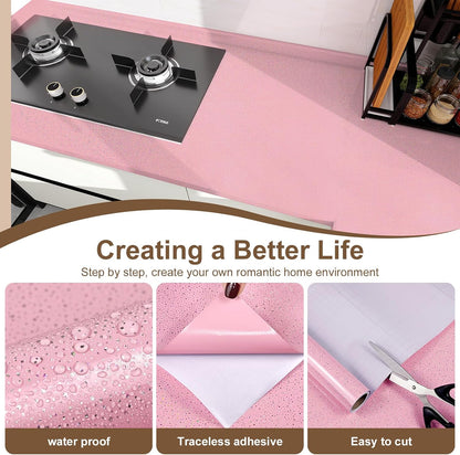 Pink Glossy Contact Paper Holographic Shiny Peel and Stick Wrapping Paper