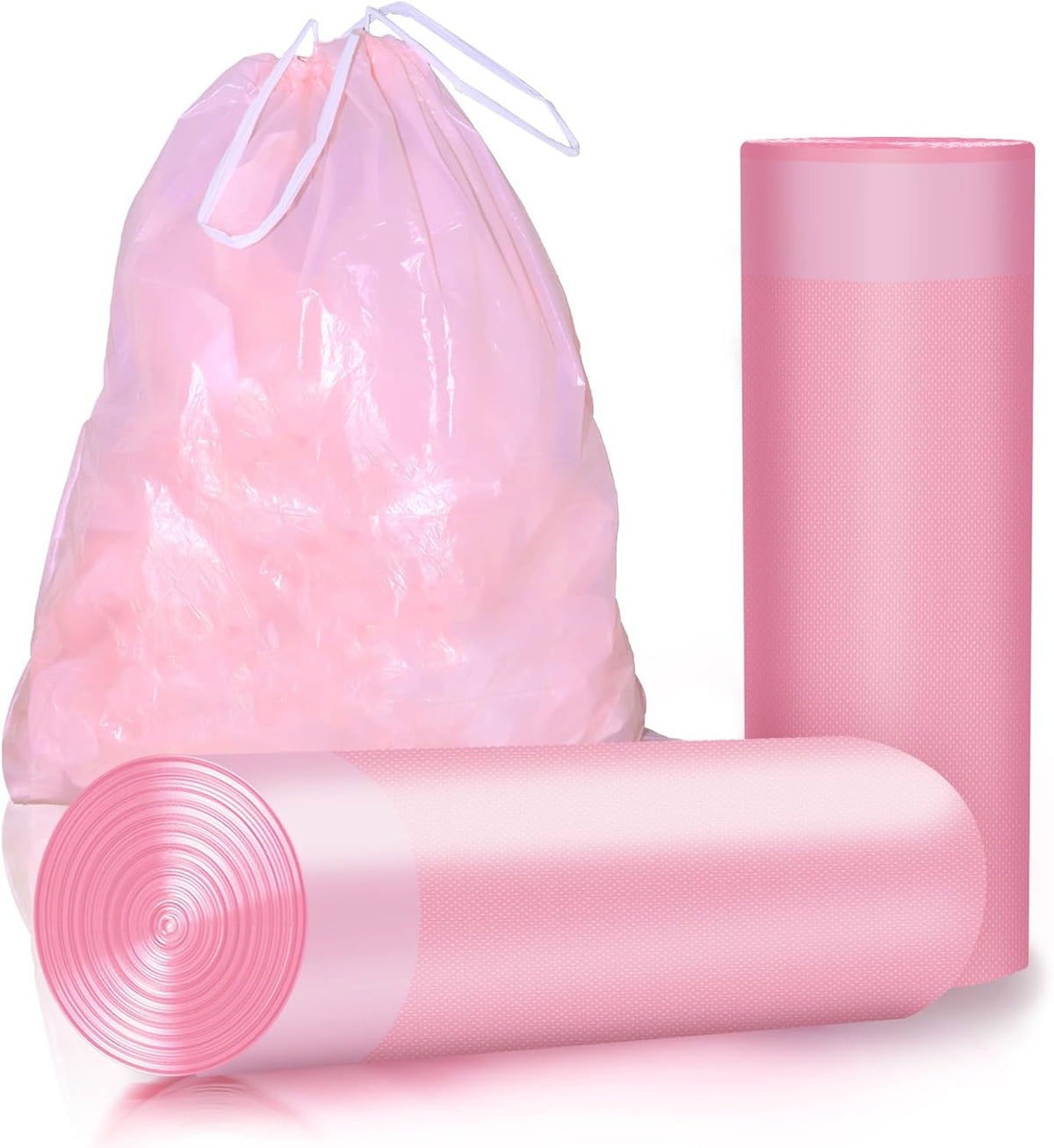 30 Gallon Drawstring Trash Bags,Extra Thick, 30 Count (Pink)