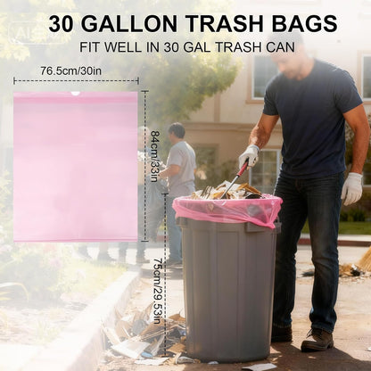 30 Gallon Drawstring Trash Bags,Extra Thick, 30 Count (Pink)