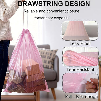 30 Gallon Drawstring Trash Bags,Extra Thick, 30 Count (Pink)