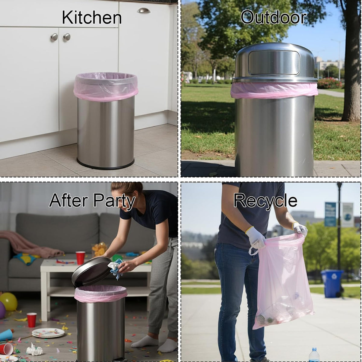 30 Gallon Drawstring Trash Bags,Extra Thick, 30 Count (Pink)