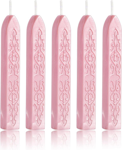 5Pcs Pink Sealing Wax Sticks with Wicks for Wax Seal Stamp