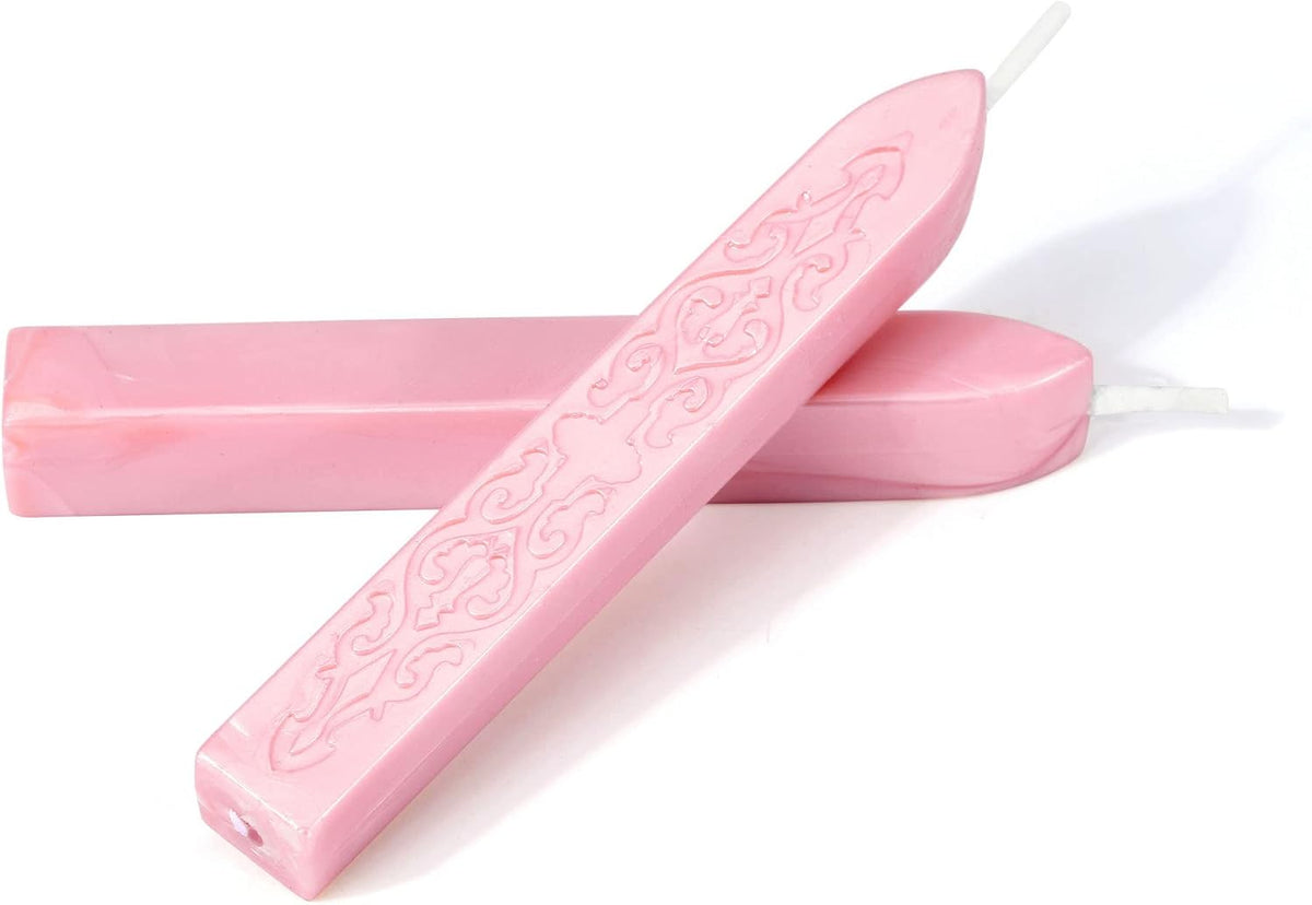 5Pcs Pink Sealing Wax Sticks with Wicks for Wax Seal Stamp