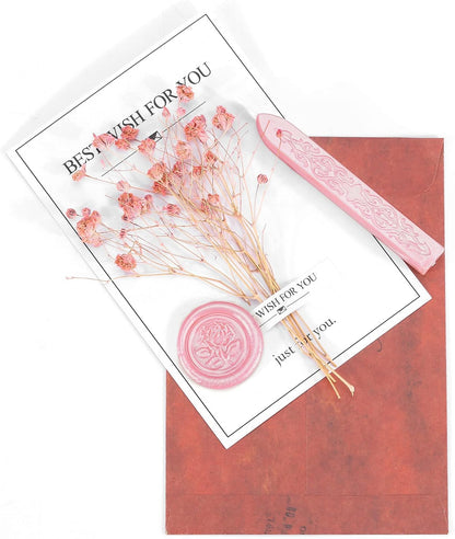 5Pcs Pink Sealing Wax Sticks with Wicks for Wax Seal Stamp