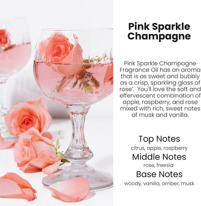 C Classy Hanging Car Air Freshener 2 Pack, Pink Sparkle Champagne Essential Oil Diffuser, Long-Lasting Fragrance, Cute Glass Bottle Car Accessories for Women & Men, Made in USA