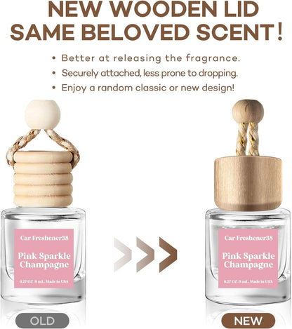 C Classy Hanging Car Air Freshener 2 Pack, Pink Sparkle Champagne Essential Oil Diffuser, Long-Lasting Fragrance, Cute Glass Bottle Car Accessories for Women & Men, Made in USA