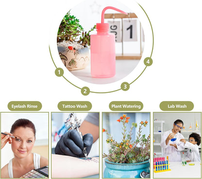 Tattoo Wash Bottle Squeeze, 2Pcs 250ml Water Squirt Bottle Succulent Watering, Safety Rinse Watering Tools, Tattoo Supplies, Irrigation Sprinkling Can Wash Plant (Pink)