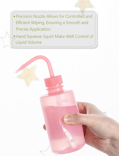 Tattoo Wash Bottle Squeeze, 2Pcs 250ml Water Squirt Bottle Succulent Watering, Safety Rinse Watering Tools, Tattoo Supplies, Irrigation Sprinkling Can Wash Plant (Pink)