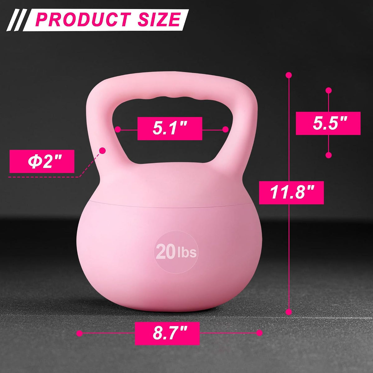 PVC One-Piece Kettlebell with Wide Handles, Strength Training Kettlebells 5lb to 35lb Optional for Women of Different Levels, Iron Sand Filled Soft Kettlebell