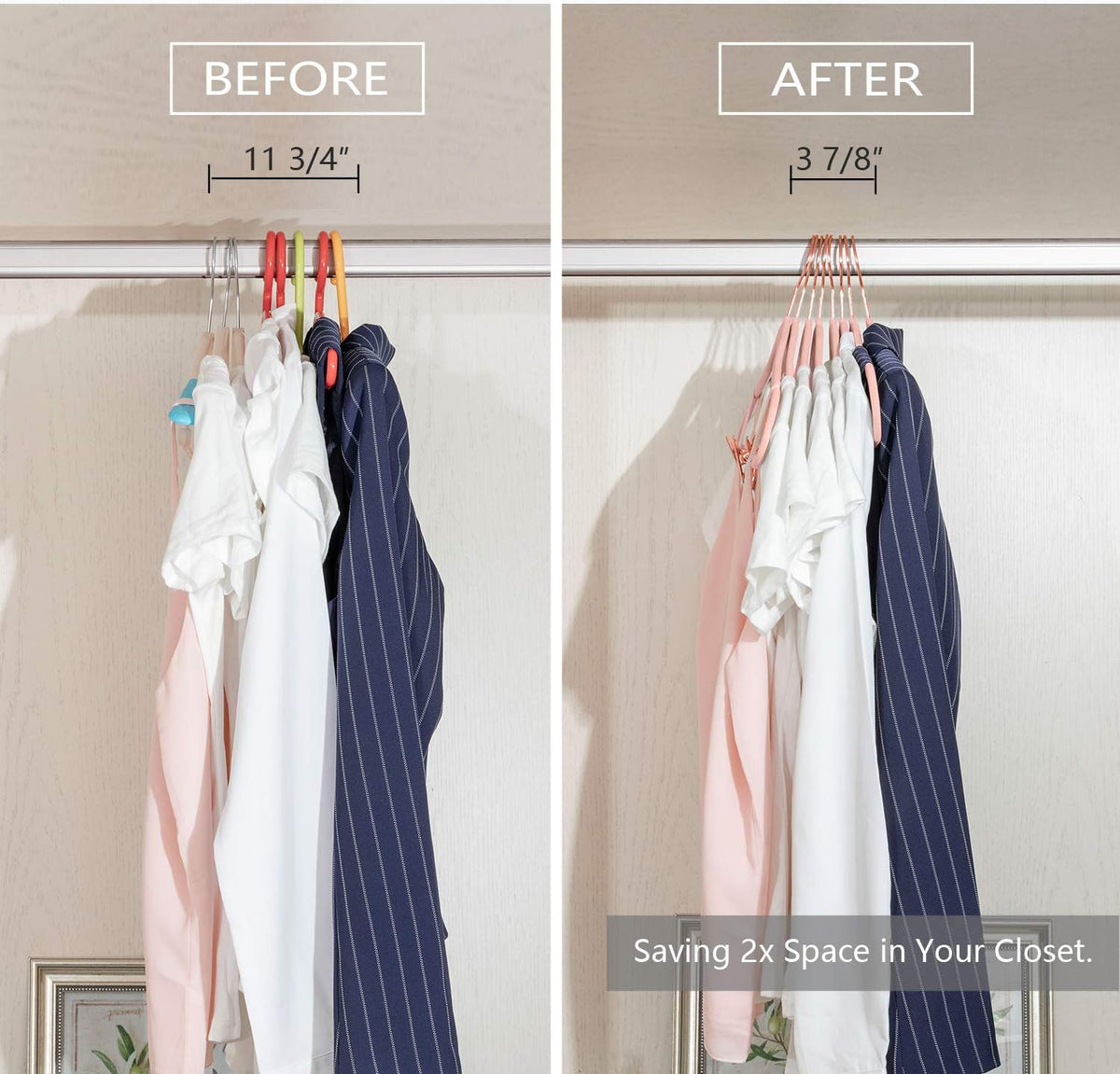 Premium Velvet Pants Hangers with Clips (Pack of 20) Slim Skirt Hangers- Non Slip Felt Outfit Dress Hangers Blush Pink - Copper/Rose Gold Hooks,Space Saving Shirt Clothes Hangers