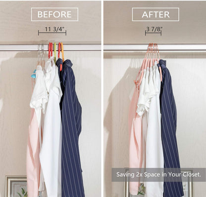 Premium Velvet Pants Hangers with Clips (Pack of 20) Slim Skirt Hangers- Non Slip Felt Outfit Dress Hangers Blush Pink - Copper/Rose Gold Hooks,Space Saving Shirt Clothes Hangers