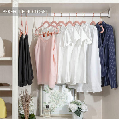 Premium Velvet Pants Hangers with Clips (Pack of 20) Slim Skirt Hangers- Non Slip Felt Outfit Dress Hangers Blush Pink - Copper/Rose Gold Hooks,Space Saving Shirt Clothes Hangers