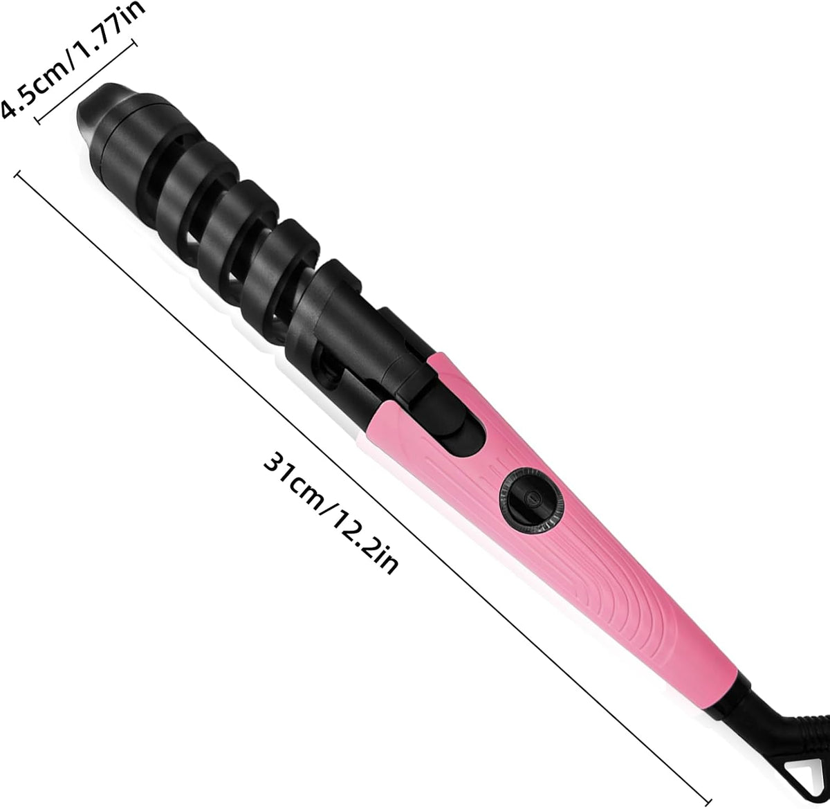 Anti-Scald Ceramic Curling Wand,Portable Curling Iron,Automatic Spiral Hair Curler for Women,Detangle Scald-Free Fast Heating Rollers Suitable for Long and Short Hair Styling(Pink01)
