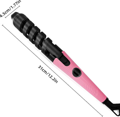 Anti-Scald Ceramic Curling Wand,Portable Curling Iron,Automatic Spiral Hair Curler for Women,Detangle Scald-Free Fast Heating Rollers Suitable for Long and Short Hair Styling(Pink01)