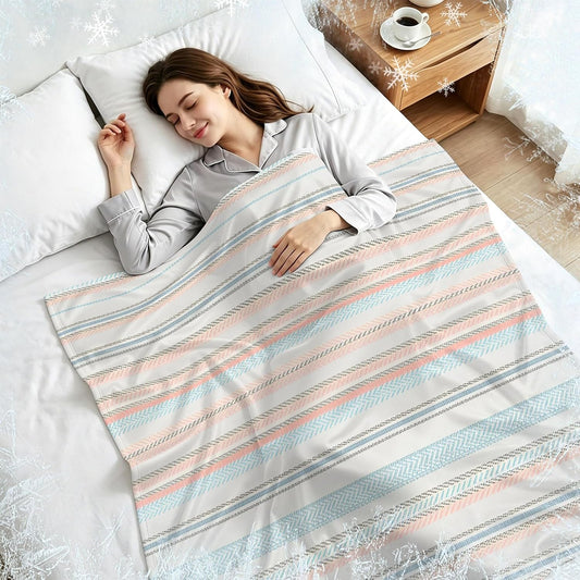 Cooling Blanket 30"x40", Watercolor Blue Pink Striped Summer Cooling Blanket Breathable Lightweight Ice Blankets Retro Lines Blankets for Night Sweats