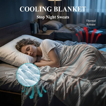Cooling Blanket 30"x40", Watercolor Blue Pink Striped Summer Cooling Blanket Breathable Lightweight Ice Blankets Retro Lines Blankets for Night Sweats