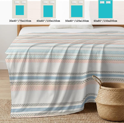 Cooling Blanket 30"x40", Watercolor Blue Pink Striped Summer Cooling Blanket Breathable Lightweight Ice Blankets Retro Lines Blankets for Night Sweats