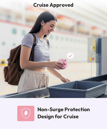 Pink Travel Power Strip, Travel Essentials, Cruise Essentials 3 Outlets 4 USB Ports(2 USB C), 4FT Wrapped Around Extension Cord for Travel Cruise Ship Beach Vacation Essentials