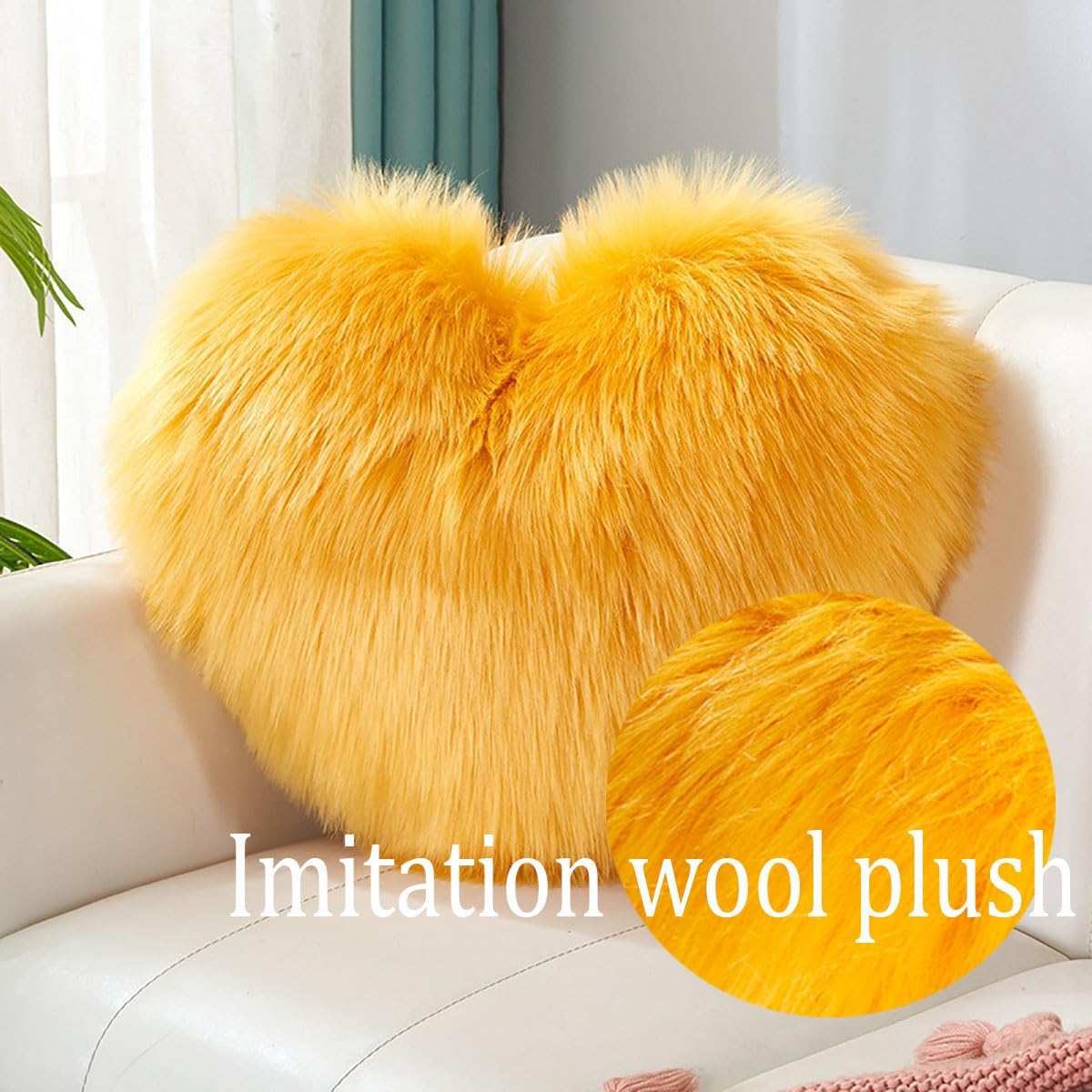 Fluffy Heart-Shaped Pillow, Sofa Bed Decoration, Pillow Decoration, Room Pillow (Pink, 11.81inch X 15.74inch)