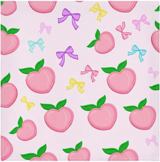 Bow Peach Satin Napkins 20x20 in,Soft Washable Cloth Dinner Napkins Square Table Napkins Decor for Party Wedding Banquet and Dinner 6PCS