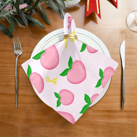 Bow Peach Satin Napkins 20x20 in,Soft Washable Cloth Dinner Napkins Square Table Napkins Decor for Party Wedding Banquet and Dinner 6PCS