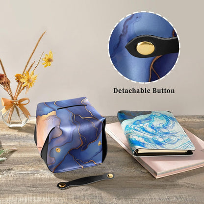 Leather Tissue Holder Hanging Napkin Holder Sun Visor with Adjustable Straps & Zipper Refillable auto Accessories Marble Royal Blue Peach Gold