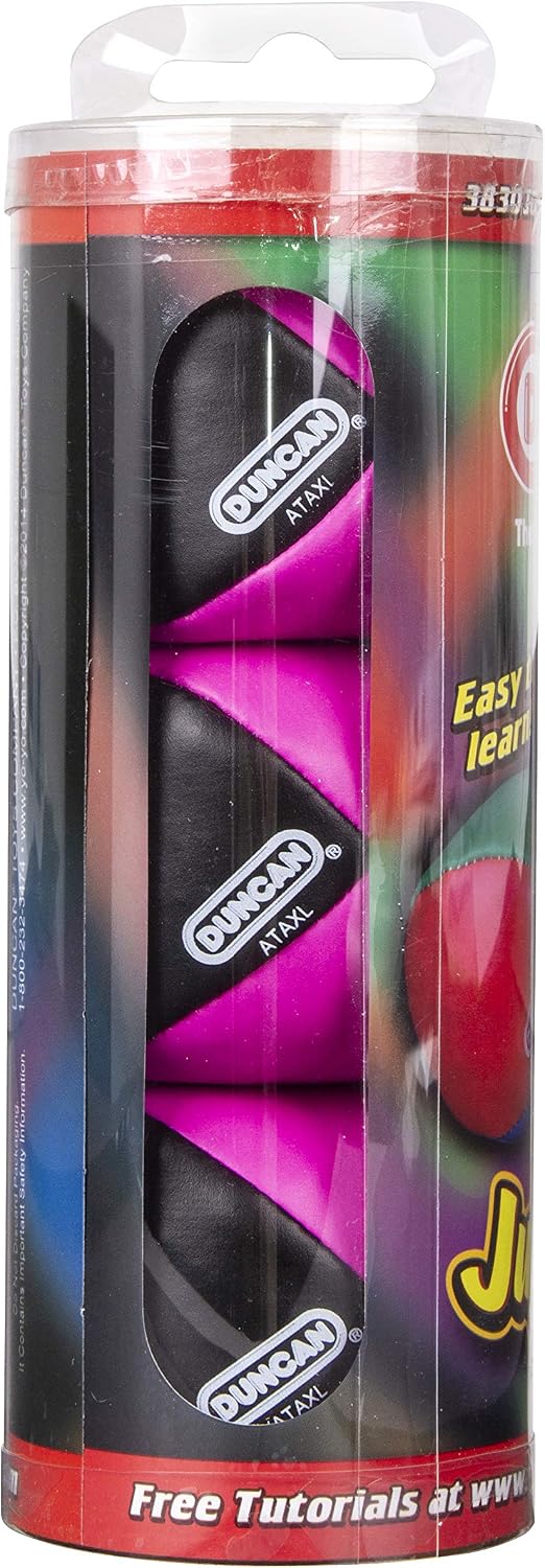 Duncan Toys Juggling Balls, 3 Pack, Vinyl Circus Balls, Black and Pink