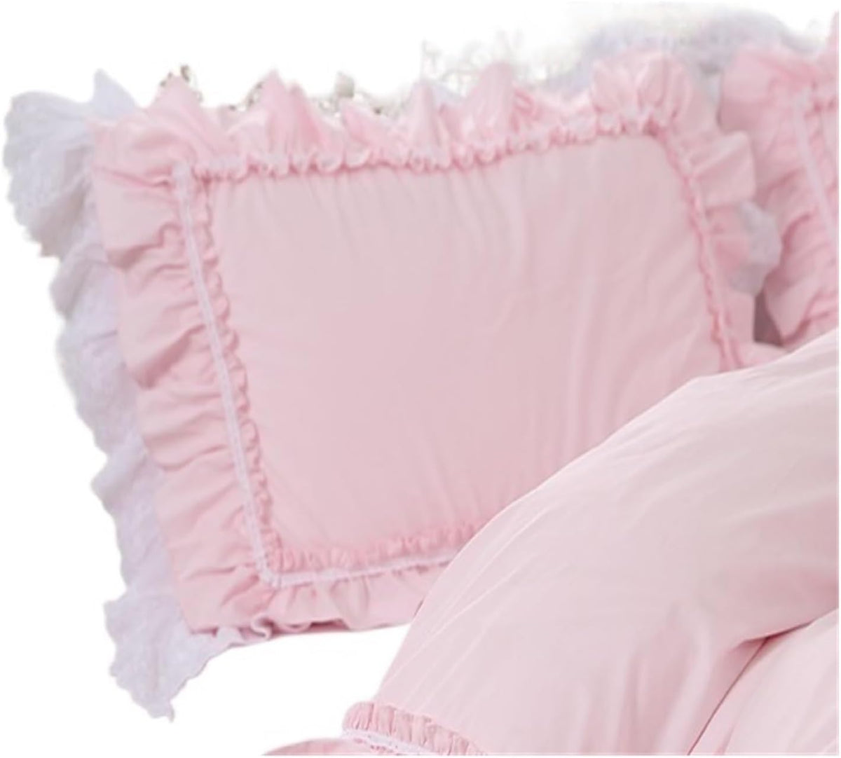 Ruffle Pillow Shams 1pc Romantic Beauty Pillow Case Pink Ruffle Lace Covers Decorative Bedding Pillowcases(600x600mm)