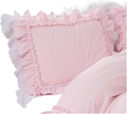 Ruffle Pillow Shams 1pc Romantic Beauty Pillow Case Pink Ruffle Lace Covers Decorative Bedding Pillowcases(600x600mm)