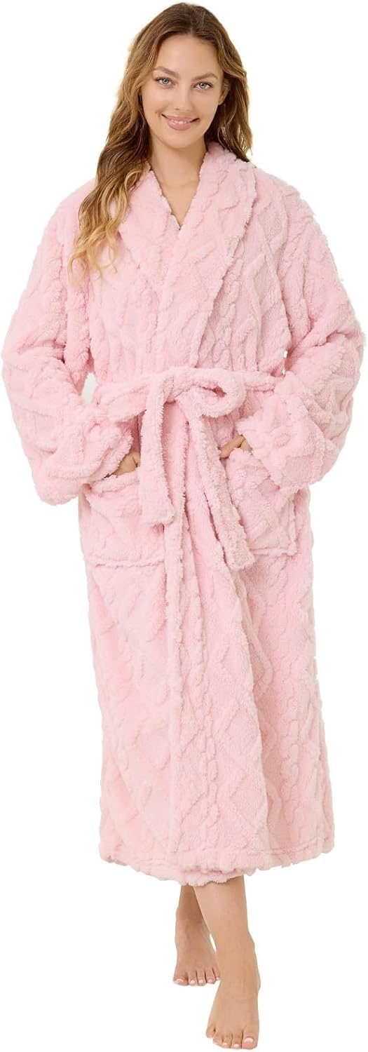 Microfiber Robes for Women, Cozy Soft Warm Plush Women Robe Plush Long Bathrobe
