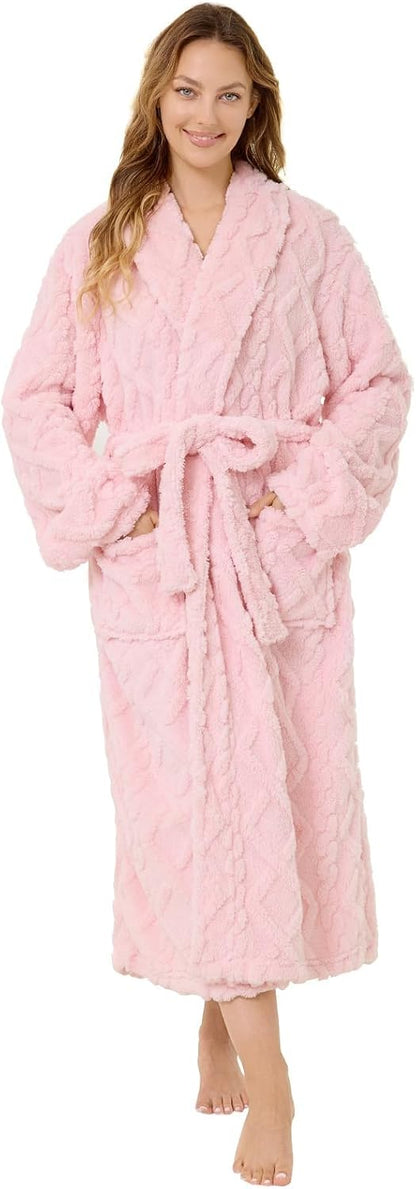 Microfiber Robes for Women, Cozy Soft Warm Plush Women Robe Plush Long Bathrobe