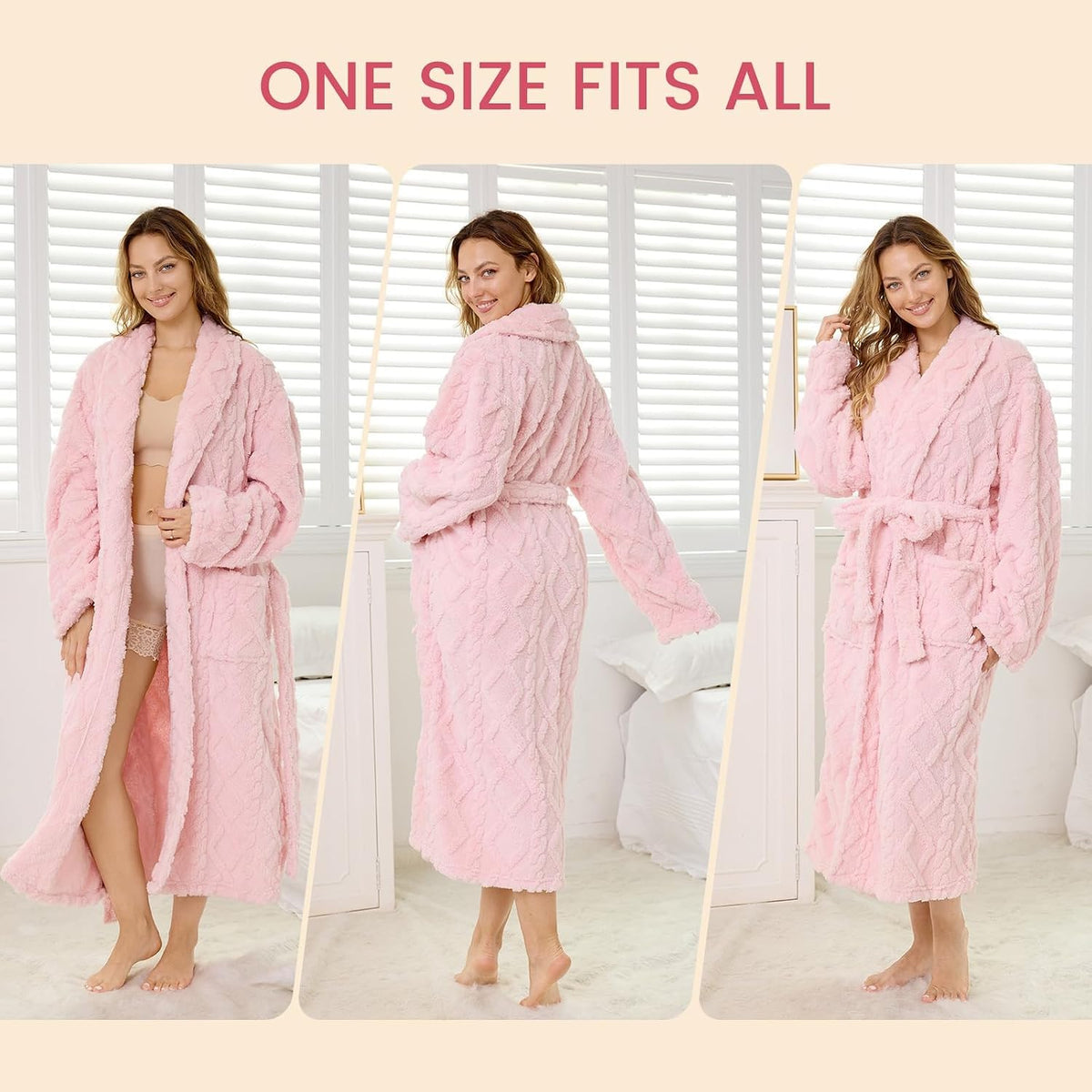Microfiber Robes for Women, Cozy Soft Warm Plush Women Robe Plush Long Bathrobe