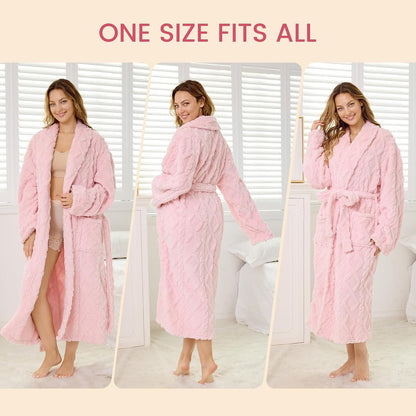 Microfiber Robes for Women, Cozy Soft Warm Plush Women Robe Plush Long Bathrobe
