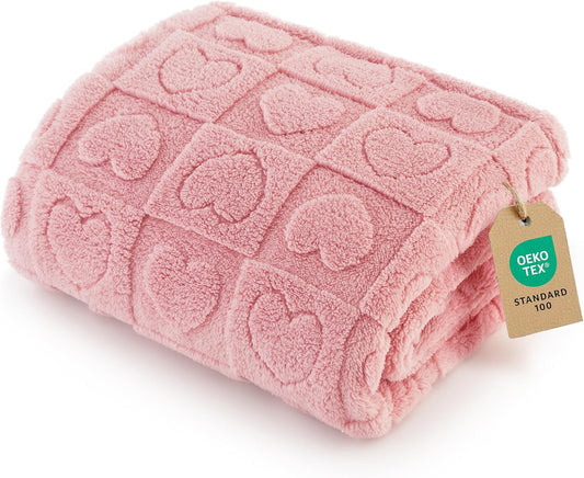 Bedsure Dog Blanket for Large Dogs Washable - Fluffy Fuzzy Puppy Cat Blanket with Premium 300GSM Coral Fleece Soft for Pet Kitten Doggy, Pink, 40x50IN