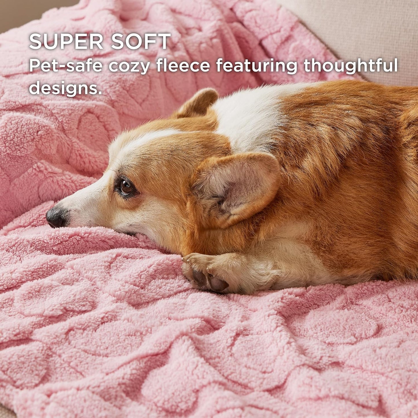 Bedsure Dog Blanket for Large Dogs Washable - Fluffy Fuzzy Puppy Cat Blanket with Premium 300GSM Coral Fleece Soft for Pet Kitten Doggy, Pink, 40x50IN